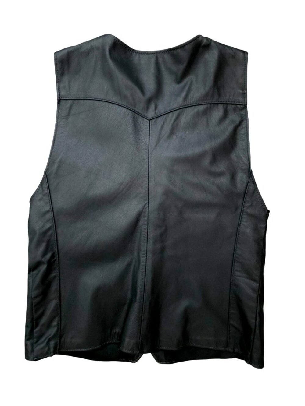 Vtg Espinoza's Genuine Black Leather Biker Motorcycle Club Vest Sz M - USA MADE - Picture 2 of 6